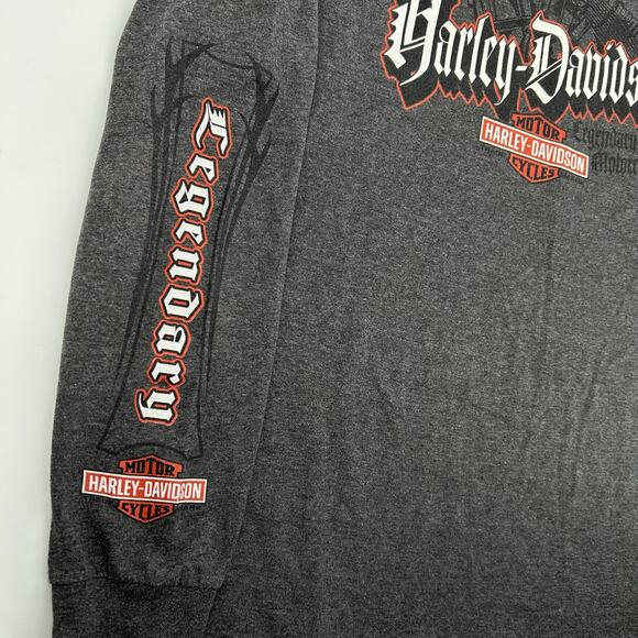 VTG y2k Men's Grey Harley Davidson Legendary Motorcycles Long Sleeve Shirt Sz L - Picture 2 of 8